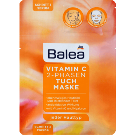 Balea Doek Masker Vitamine C 2 Fasen 1 Stuk