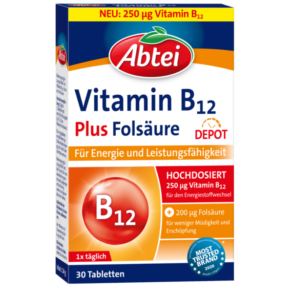 Abtei Vitamine B12 + Folsäure 30 Tabletten