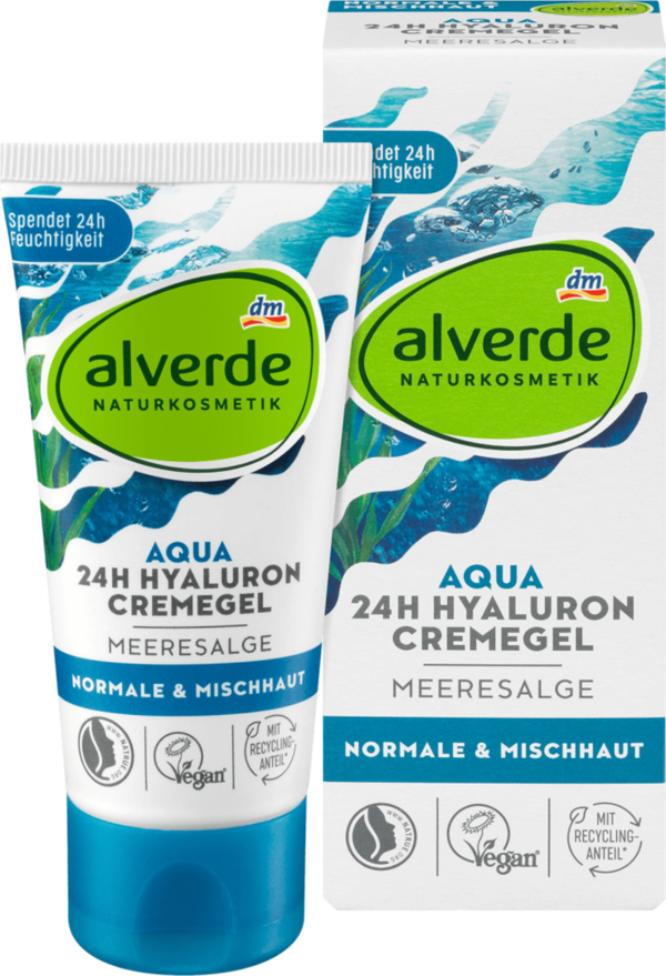 Alverde Aqua 24h Hyaluron Cremegel Meeresalge 50 ml