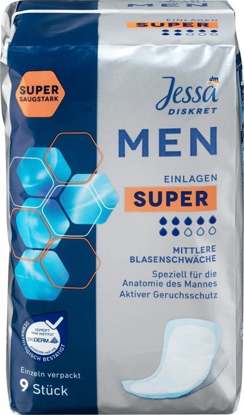 Jessa Diskret MEN Discreet Incontinentie pads Super - 9 Stuks