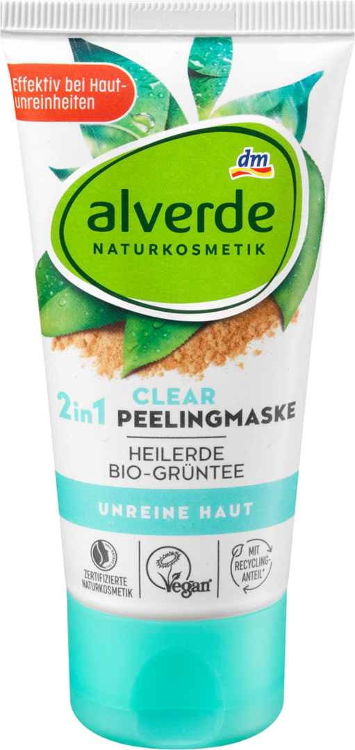 Alverde Clear 2in1 Peelingmasker Bio-Groene Thee 50 ml