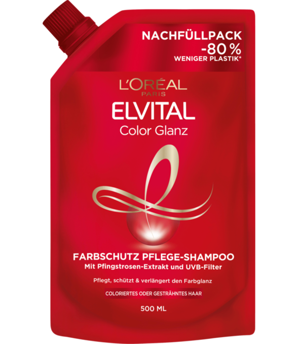 L'ORÉAL ELVITAL Shampoo Color Glanz Navulverpakking , 500 ml