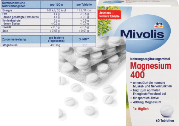 Mivolis  Magnesium 400, 60 Tabletten, 65,7 g