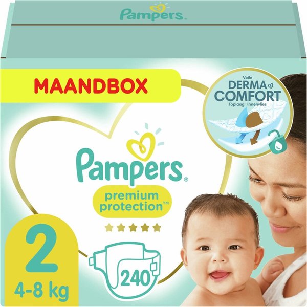 Pampers Premium Protection Luiers - Maat 2 (4-8kg) - 240 stuks - Maandbox